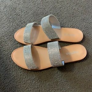 Soda Shelly Silver Sparkle Sandals